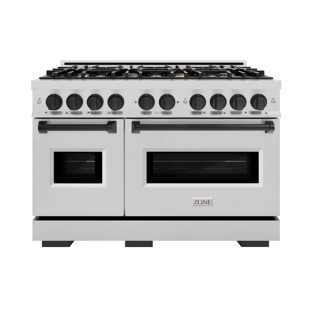 ZLINE Autograph Edition 48 In. 6.7 Cu. Ft. Classic Double Oven Dual Fuel Range With 8 Burner Gas Cooktop In Stainless Steel And Matte Black Accents (CDRZ-48-MB)(Zline Autograph Edition 48 Classic Dual Fuel Range Stainless Steel Matte Black Cdrz 48 Mb) 2 ZLINE Autograph Edition 48 In. 6.7 Cu. Ft. Classic Double Oven Dual Fuel Range With 8 Burner Gas Cooktop In Stainless Steel And Matte Black Accents (CDRZ-48-MB)(Zline Autograph Edition 48 Classic Dual Fuel Range Stainless Steel Matte Black Cdrz 48 Mb) - Image 2