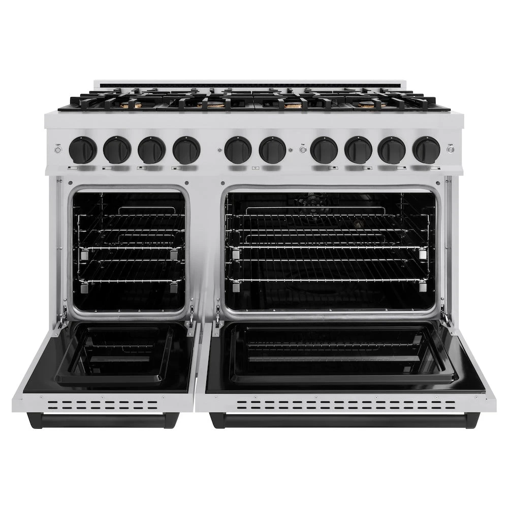 ZLINE Autograph Edition 48 In. 6.7 Cu. Ft. Classic Double Oven Dual Fuel Range With 8 Burner Gas Cooktop In Stainless Steel And Matte Black Accents (CDRZ-48-MB)(Zline Autograph Edition 48 Classic Dual Fuel Range Stainless Steel Matte Black Cdrz 48 Mb) 4 ZLINE Autograph Edition 48 In. 6.7 Cu. Ft. Classic Double Oven Dual Fuel Range With 8 Burner Gas Cooktop In Stainless Steel And Matte Black Accents (CDRZ-48-MB)(Zline Autograph Edition 48 Classic Dual Fuel Range Stainless Steel Matte Black Cdrz 48 Mb) - Image 4