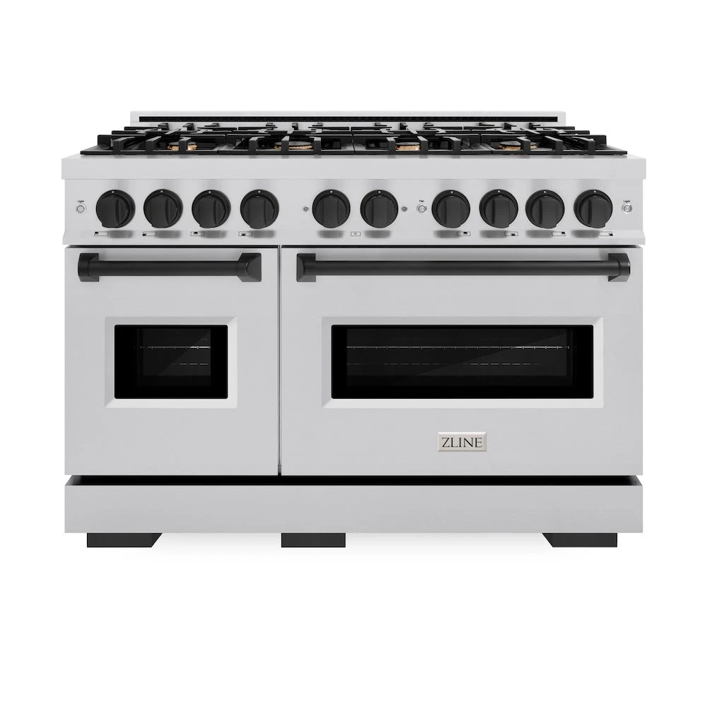 ZLINE Autograph Edition 48 In. 6.7 Cu. Ft. Classic Double Oven Dual Fuel Range With 8 Burner Gas Cooktop In Stainless Steel And Matte Black Accents (CDRZ-48-MB)(Zline Autograph Edition 48 Classic Dual Fuel Range Stainless Steel Matte Black Cdrz 48 Mb) 3 ZLINE Autograph Edition 48 In. 6.7 Cu. Ft. Classic Double Oven Dual Fuel Range With 8 Burner Gas Cooktop In Stainless Steel And Matte Black Accents (CDRZ-48-MB)(Zline Autograph Edition 48 Classic Dual Fuel Range Stainless Steel Matte Black Cdrz 48 Mb) - Image 3