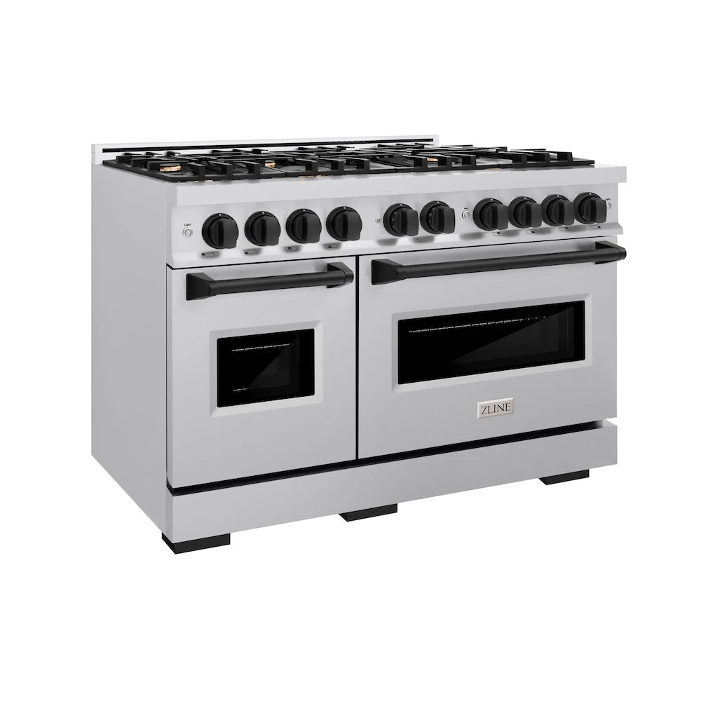 ZLINE Autograph Edition 48 In. 6.7 Cu. Ft. Classic Double Oven Dual Fuel Range With 8 Burner Gas Cooktop In Stainless Steel And Matte Black Accents (CDRZ-48-MB)(Zline Autograph Edition 48 Classic Dual Fuel Range Stainless Steel Matte Black Cdrz 48 Mb) 1 ZLINE Autograph Edition 48 In. 6.7 Cu. Ft. Classic Double Oven Dual Fuel Range With 8 Burner Gas Cooktop In Stainless Steel And Matte Black Accents (CDRZ-48-MB)(Zline Autograph Edition 48 Classic Dual Fuel Range Stainless Steel Matte Black Cdrz 48 Mb)