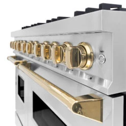 ZLINE Autograph Edition 48 In. 6.7 Cu. Ft. Classic Double Oven Dual Fuel Range With 8 Burner Gas Cooktop In Stainless Steel And Polished Gold Accents (CDRZ-48-G)(Zline Autograph Edition 48 Classic Dual Fuel Range Stainless Steel Polished Gold Cdrz 48 G) 19 ZLINE Autograph Edition 48 In. 6.7 Cu. Ft. Classic Double Oven Dual Fuel Range With 8 Burner Gas Cooktop In Stainless Steel And Polished Gold Accents (CDRZ-48-G)(Zline Autograph Edition 48 Classic Dual Fuel Range Stainless Steel Polished Gold Cdrz 48 G) -Induction Cooktop Store zline classic stainless steel dual fuel range autograph edition polished gold CDRZ 48 G detail