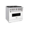 ZLINE 36 In. 5.2 Cu. Ft. Classic Dual Fuel Range With 6 Burner Gas Cooktop And Electric Convection Oven In Stainless Steel With White Matte Door (CDR-WM-36)(Zline 36 Classic Dual Fuel Range Stainless Steel White Matte Cdr Wm 36)