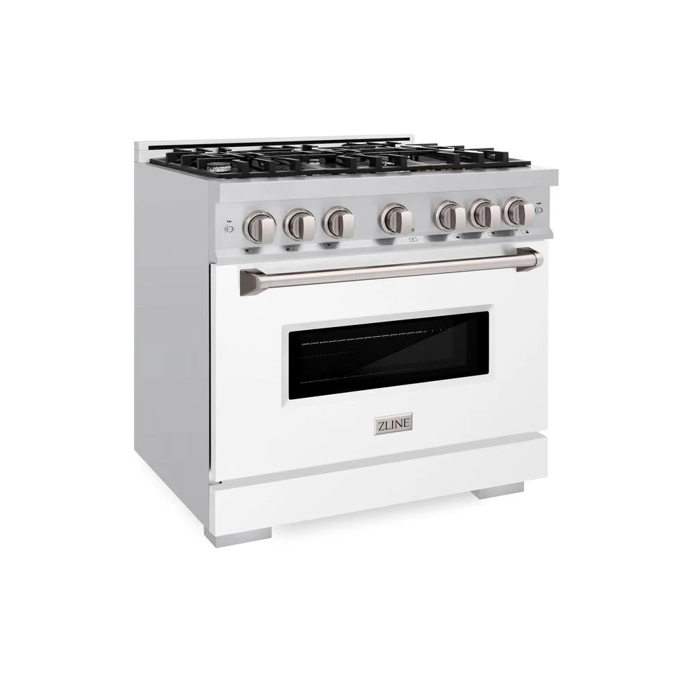 ZLINE 36 In. 5.2 Cu. Ft. Classic Dual Fuel Range With 6 Burner Gas Cooktop And Electric Convection Oven In Stainless Steel With White Matte Door (CDR-WM-36)(Zline 36 Classic Dual Fuel Range Stainless Steel White Matte Cdr Wm 36) 1 ZLINE 36 In. 5.2 Cu. Ft. Classic Dual Fuel Range With 6 Burner Gas Cooktop And Electric Convection Oven In Stainless Steel With White Matte Door (CDR-WM-36)(Zline 36 Classic Dual Fuel Range Stainless Steel White Matte Cdr Wm 36)