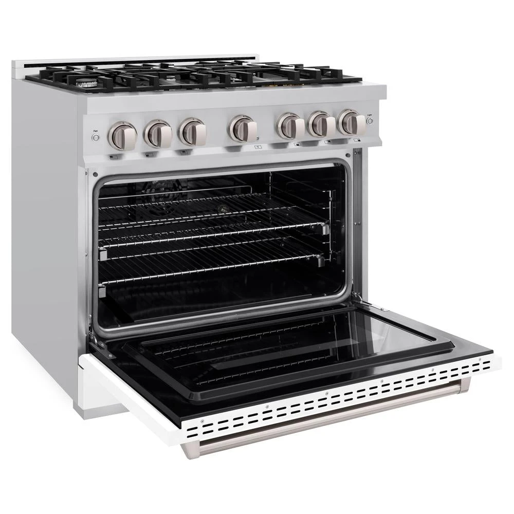 ZLINE 36 In. 5.2 Cu. Ft. Classic Dual Fuel Range With 6 Burner Gas Cooktop And Electric Convection Oven In Stainless Steel With White Matte Door (CDR-WM-36)(Zline 36 Classic Dual Fuel Range Stainless Steel White Matte Cdr Wm 36) 6 ZLINE 36 In. 5.2 Cu. Ft. Classic Dual Fuel Range With 6 Burner Gas Cooktop And Electric Convection Oven In Stainless Steel With White Matte Door (CDR-WM-36)(Zline 36 Classic Dual Fuel Range Stainless Steel White Matte Cdr Wm 36) - Image 6