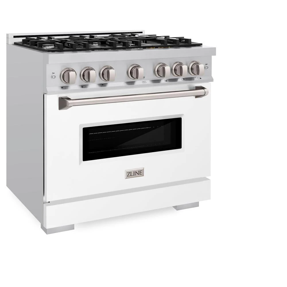 ZLINE 36 In. 5.2 Cu. Ft. Classic Dual Fuel Range With 6 Burner Gas Cooktop And Electric Convection Oven In Stainless Steel With White Matte Door (CDR-WM-36)(Zline 36 Classic Dual Fuel Range Stainless Steel White Matte Cdr Wm 36) 5 ZLINE 36 In. 5.2 Cu. Ft. Classic Dual Fuel Range With 6 Burner Gas Cooktop And Electric Convection Oven In Stainless Steel With White Matte Door (CDR-WM-36)(Zline 36 Classic Dual Fuel Range Stainless Steel White Matte Cdr Wm 36) - Image 5