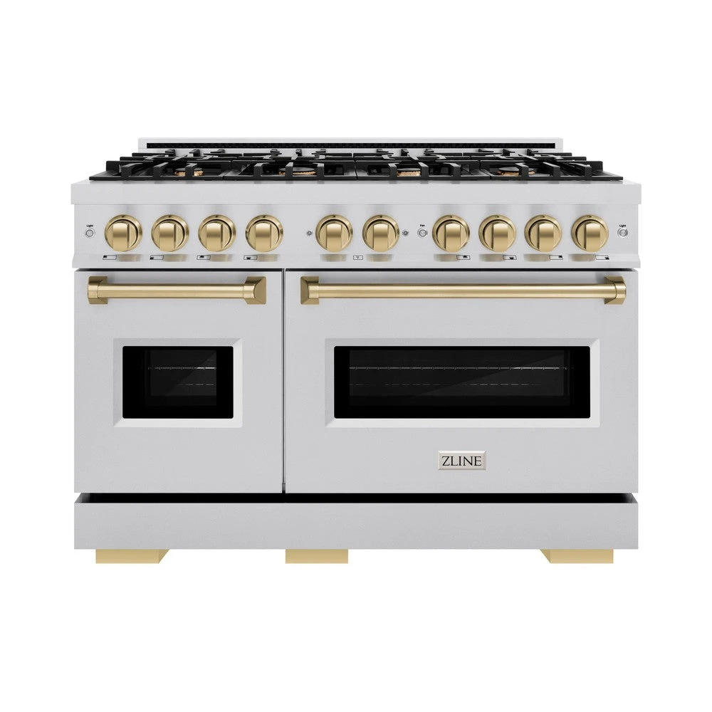 ZLINE Autograph Edition 48 In. 6.7 Cu. Ft. Classic Double Oven Gas Range With 8 Burner Cooktop In Stainless Steel And Champagne Bronze Accents (CGRZ-48-CB)(Zline Autograph Edition 48 Classic Gas Range Stainless Steel Champagne Bronze Cgrz 48 Cb) 4 ZLINE Autograph Edition 48 In. 6.7 Cu. Ft. Classic Double Oven Gas Range With 8 Burner Cooktop In Stainless Steel And Champagne Bronze Accents (CGRZ-48-CB)(Zline Autograph Edition 48 Classic Gas Range Stainless Steel Champagne Bronze Cgrz 48 Cb) - Image 4