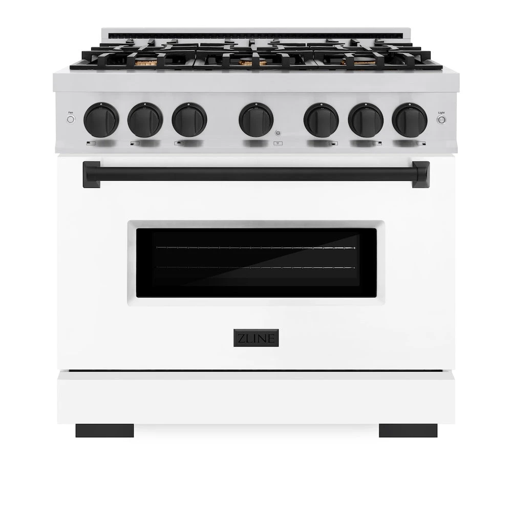 ZLINE Autograph Edition 36 In. 5.2 Cu. Ft. Classic Gas Range With 6 Burner Cooktop And Convection Gas Oven In Stainless Steel With White Matte Door And Matte Black Accents (CGRZ-WM-36-MB)(Zline Autograph Edition 36 Classic Gas Range Stainless Steel White Matte Matte Black Cgrz Wm 36 Mb) 3 ZLINE Autograph Edition 36 In. 5.2 Cu. Ft. Classic Gas Range With 6 Burner Cooktop And Convection Gas Oven In Stainless Steel With White Matte Door And Matte Black Accents (CGRZ-WM-36-MB)(Zline Autograph Edition 36 Classic Gas Range Stainless Steel White Matte Matte Black Cgrz Wm 36 Mb) - Image 3