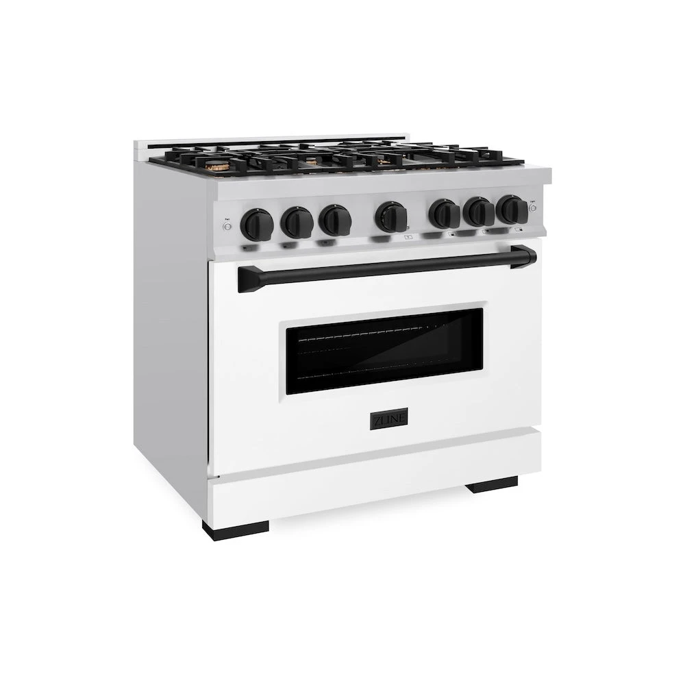 ZLINE Autograph Edition 36 In. 5.2 Cu. Ft. Classic Gas Range With 6 Burner Cooktop And Convection Gas Oven In Stainless Steel With White Matte Door And Matte Black Accents (CGRZ-WM-36-MB)(Zline Autograph Edition 36 Classic Gas Range Stainless Steel White Matte Matte Black Cgrz Wm 36 Mb) 1 ZLINE Autograph Edition 36 In. 5.2 Cu. Ft. Classic Gas Range With 6 Burner Cooktop And Convection Gas Oven In Stainless Steel With White Matte Door And Matte Black Accents (CGRZ-WM-36-MB)(Zline Autograph Edition 36 Classic Gas Range Stainless Steel White Matte Matte Black Cgrz Wm 36 Mb)
