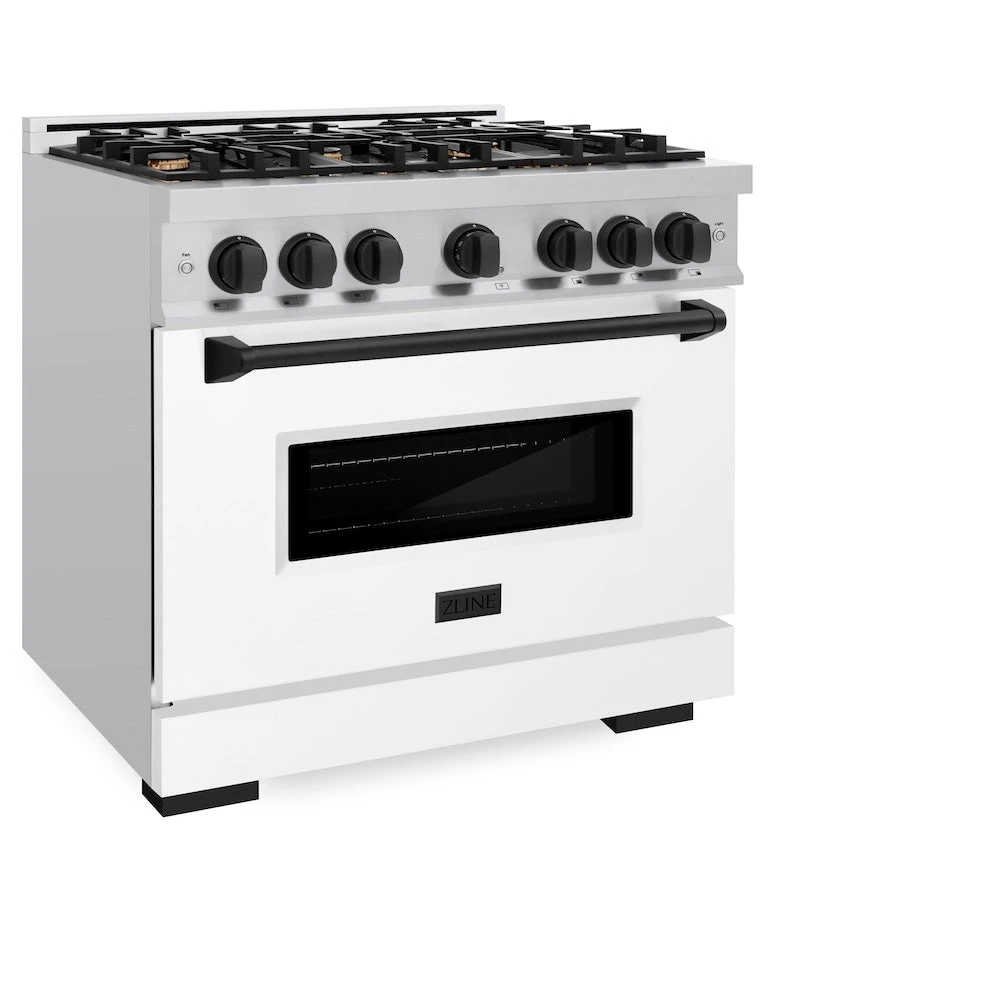 ZLINE Autograph Edition 36 In. 5.2 Cu. Ft. Classic Gas Range With 6 Burner Cooktop And Convection Gas Oven In Stainless Steel With White Matte Door And Matte Black Accents (CGRZ-WM-36-MB)(Zline Autograph Edition 36 Classic Gas Range Stainless Steel White Matte Matte Black Cgrz Wm 36 Mb) 5 ZLINE Autograph Edition 36 In. 5.2 Cu. Ft. Classic Gas Range With 6 Burner Cooktop And Convection Gas Oven In Stainless Steel With White Matte Door And Matte Black Accents (CGRZ-WM-36-MB)(Zline Autograph Edition 36 Classic Gas Range Stainless Steel White Matte Matte Black Cgrz Wm 36 Mb) - Image 5