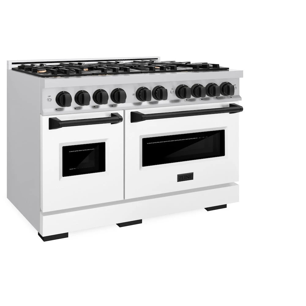 ZLINE Autograph Edition 48 In. 6.7 Cu. Ft. Classic Double Oven Gas Range With 8 Burner Cooktop In Stainless Steel With White Matte Doors And Matte Black Accents (CGRZ-WM-48-MB)(Zline Autograph Edition 48 Classic Gas Range Stainless Steel White Matte Matte Black Cgrz Wm 48 Mb) 5 ZLINE Autograph Edition 48 In. 6.7 Cu. Ft. Classic Double Oven Gas Range With 8 Burner Cooktop In Stainless Steel With White Matte Doors And Matte Black Accents (CGRZ-WM-48-MB)(Zline Autograph Edition 48 Classic Gas Range Stainless Steel White Matte Matte Black Cgrz Wm 48 Mb) - Image 5