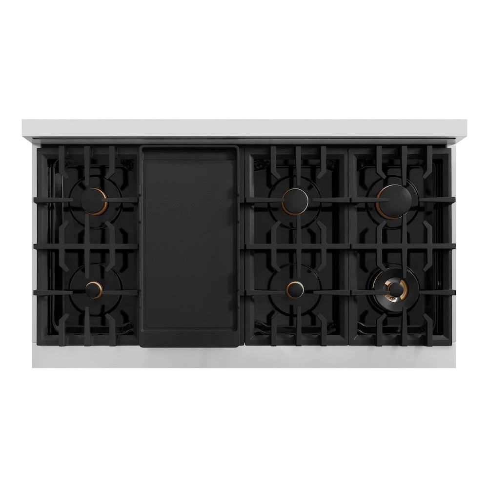 ZLINE Autograph Edition 48 In. 6.7 Cu. Ft. Classic Double Oven Gas Range With 8 Burner Cooktop In Stainless Steel With White Matte Doors And Matte Black Accents (CGRZ-WM-48-MB)(Zline Autograph Edition 48 Classic Gas Range Stainless Steel White Matte Matte Black Cgrz Wm 48 Mb) 6 ZLINE Autograph Edition 48 In. 6.7 Cu. Ft. Classic Double Oven Gas Range With 8 Burner Cooktop In Stainless Steel With White Matte Doors And Matte Black Accents (CGRZ-WM-48-MB)(Zline Autograph Edition 48 Classic Gas Range Stainless Steel White Matte Matte Black Cgrz Wm 48 Mb) - Image 6
