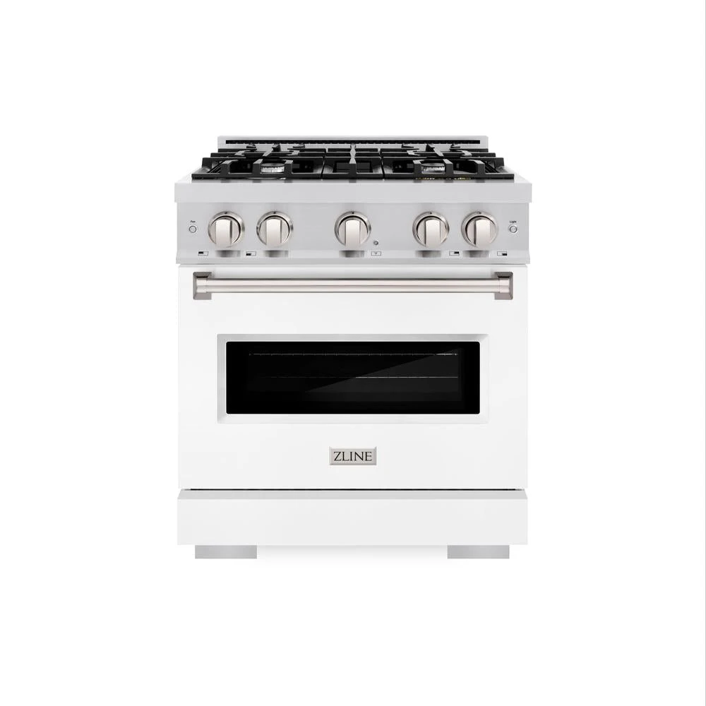 ZLINE 30 In. 4.2 Cu. Ft. Classic Dual Fuel Range With 4 Burner Gas Cooktop And Electric Convection Oven In Stainless Steel With White Matte Door (CDR-WM-30)(Zline 30 Classic Dual Fuel Range Stainless Steel White Matte Cdr Wm 30) 2 ZLINE 30 In. 4.2 Cu. Ft. Classic Dual Fuel Range With 4 Burner Gas Cooktop And Electric Convection Oven In Stainless Steel With White Matte Door (CDR-WM-30)(Zline 30 Classic Dual Fuel Range Stainless Steel White Matte Cdr Wm 30) - Image 2