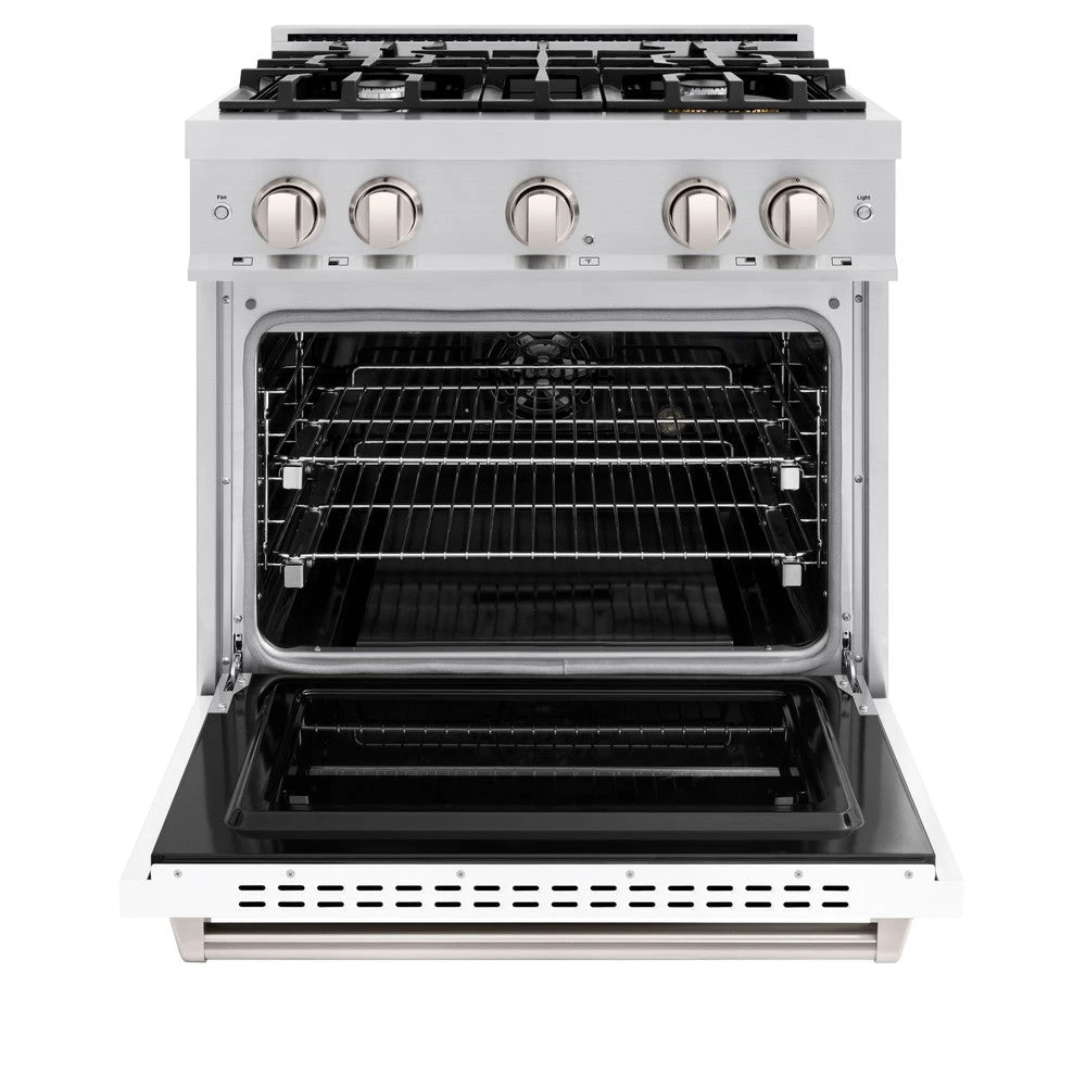 ZLINE 30 In. 4.2 Cu. Ft. Classic Dual Fuel Range With 4 Burner Gas Cooktop And Electric Convection Oven In Stainless Steel With White Matte Door (CDR-WM-30)(Zline 30 Classic Dual Fuel Range Stainless Steel White Matte Cdr Wm 30) 4 ZLINE 30 In. 4.2 Cu. Ft. Classic Dual Fuel Range With 4 Burner Gas Cooktop And Electric Convection Oven In Stainless Steel With White Matte Door (CDR-WM-30)(Zline 30 Classic Dual Fuel Range Stainless Steel White Matte Cdr Wm 30) - Image 4
