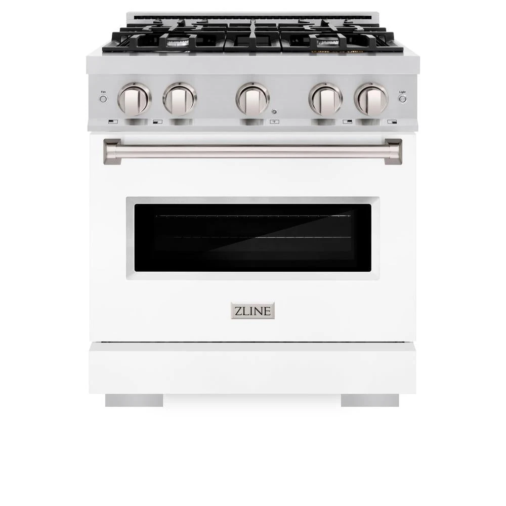 ZLINE 30 In. 4.2 Cu. Ft. Classic Gas Range With 4 Burner Cooktop And Convection Gas Oven In Stainless Steel With White Matte Door (CGR-WM-30)(Zline 30 Classic Gas Range Stainless Steel White Matte Cgr Wm 30) 3 ZLINE 30 In. 4.2 Cu. Ft. Classic Gas Range With 4 Burner Cooktop And Convection Gas Oven In Stainless Steel With White Matte Door (CGR-WM-30)(Zline 30 Classic Gas Range Stainless Steel White Matte Cgr Wm 30) - Image 3