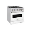 ZLINE 30 In. 4.2 Cu. Ft. Classic Gas Range With 4 Burner Cooktop And Convection Gas Oven In Stainless Steel With White Matte Door (CGR-WM-30)(Zline 30 Classic Gas Range Stainless Steel White Matte Cgr Wm 30)