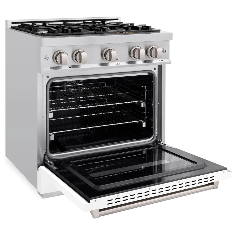 ZLINE 30 In. 4.2 Cu. Ft. Classic Gas Range With 4 Burner Cooktop And Convection Gas Oven In Stainless Steel With White Matte Door (CGR-WM-30)(Zline 30 Classic Gas Range Stainless Steel White Matte Cgr Wm 30) 6 ZLINE 30 In. 4.2 Cu. Ft. Classic Gas Range With 4 Burner Cooktop And Convection Gas Oven In Stainless Steel With White Matte Door (CGR-WM-30)(Zline 30 Classic Gas Range Stainless Steel White Matte Cgr Wm 30) - Image 6
