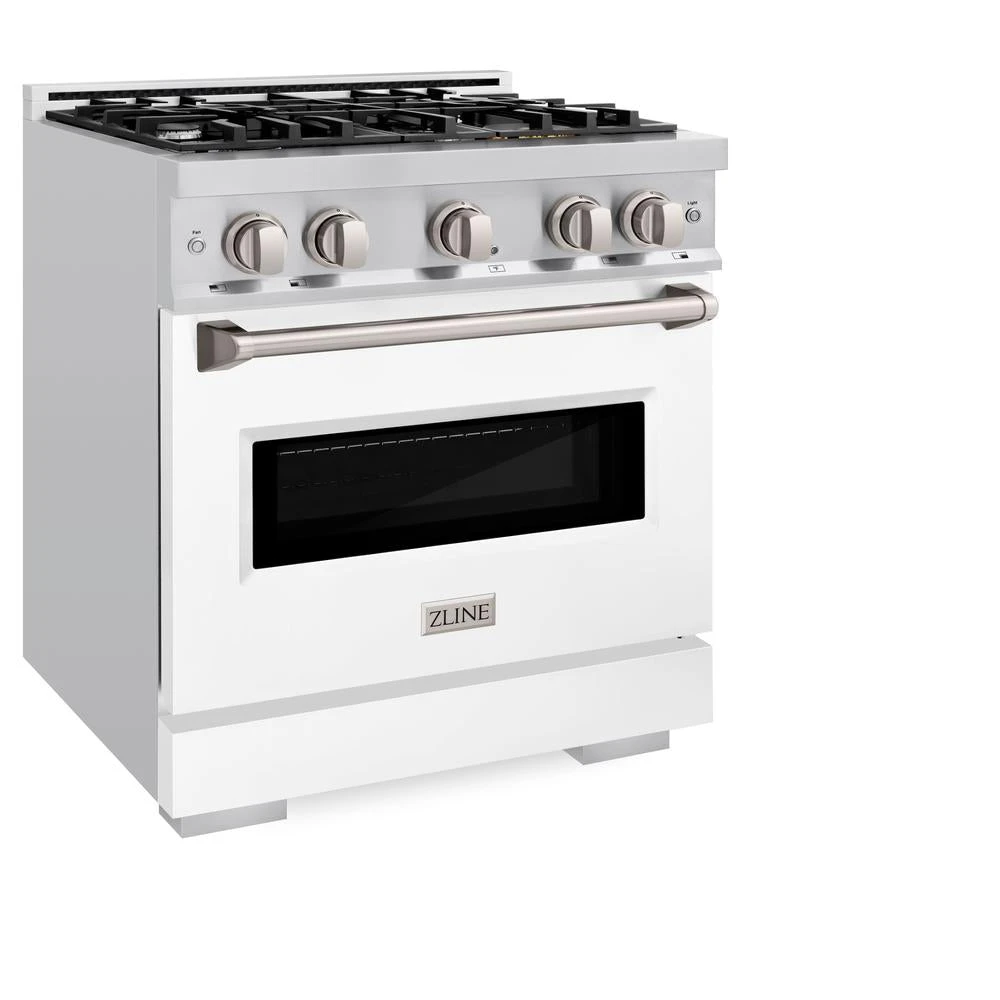 ZLINE 30 In. 4.2 Cu. Ft. Classic Gas Range With 4 Burner Cooktop And Convection Gas Oven In Stainless Steel With White Matte Door (CGR-WM-30)(Zline 30 Classic Gas Range Stainless Steel White Matte Cgr Wm 30) 5 ZLINE 30 In. 4.2 Cu. Ft. Classic Gas Range With 4 Burner Cooktop And Convection Gas Oven In Stainless Steel With White Matte Door (CGR-WM-30)(Zline 30 Classic Gas Range Stainless Steel White Matte Cgr Wm 30) - Image 5