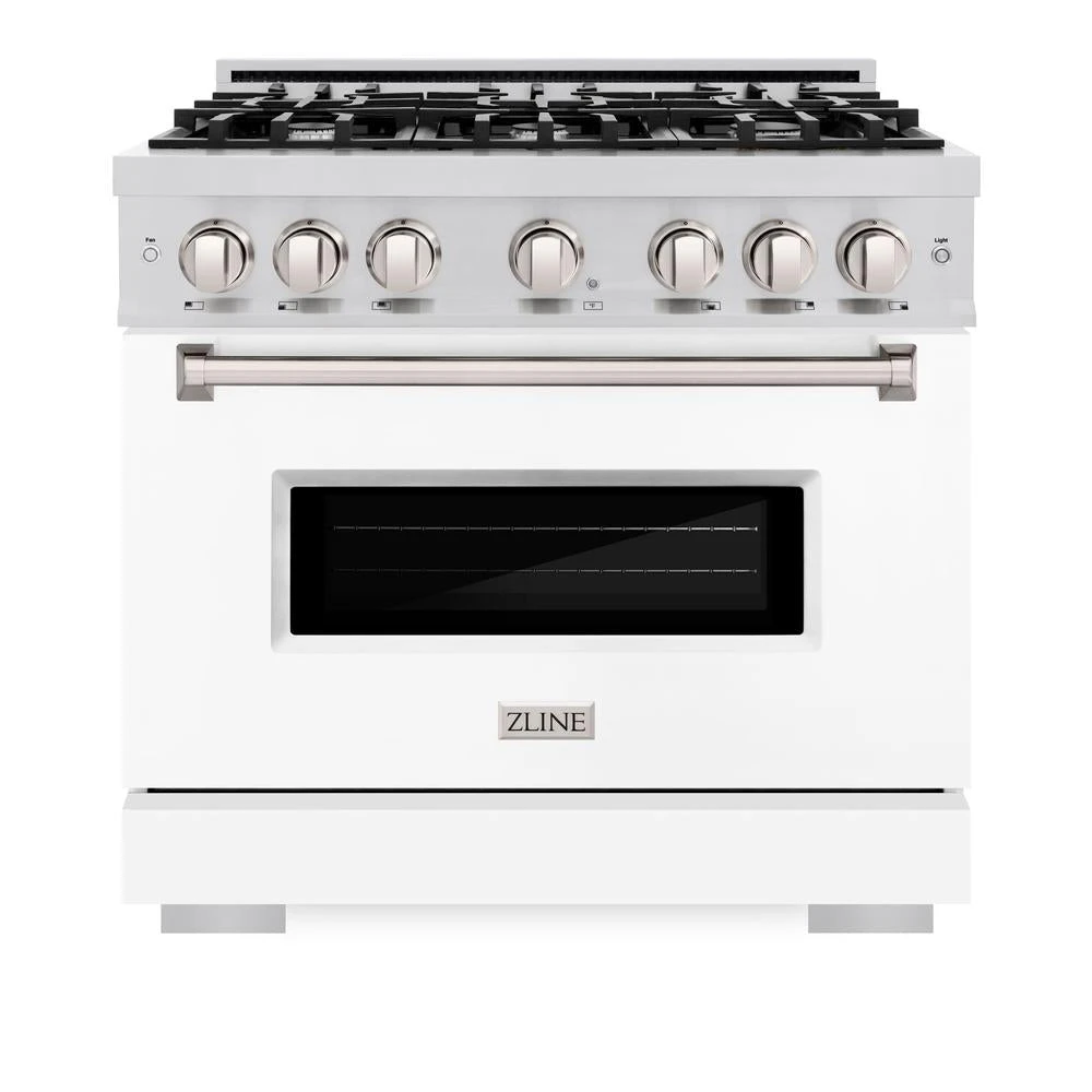 ZLINE 36 In. 5.2 Cu. Ft. Classic Gas Range With 6 Burner Cooktop And Convection Gas Oven In Stainless Steel With White Matte Door (CGR-WM-36)(Zline 36 Classic Gas Range Stainless Steel White Matte Cgr Wm 36) 3 ZLINE 36 In. 5.2 Cu. Ft. Classic Gas Range With 6 Burner Cooktop And Convection Gas Oven In Stainless Steel With White Matte Door (CGR-WM-36)(Zline 36 Classic Gas Range Stainless Steel White Matte Cgr Wm 36) - Image 3