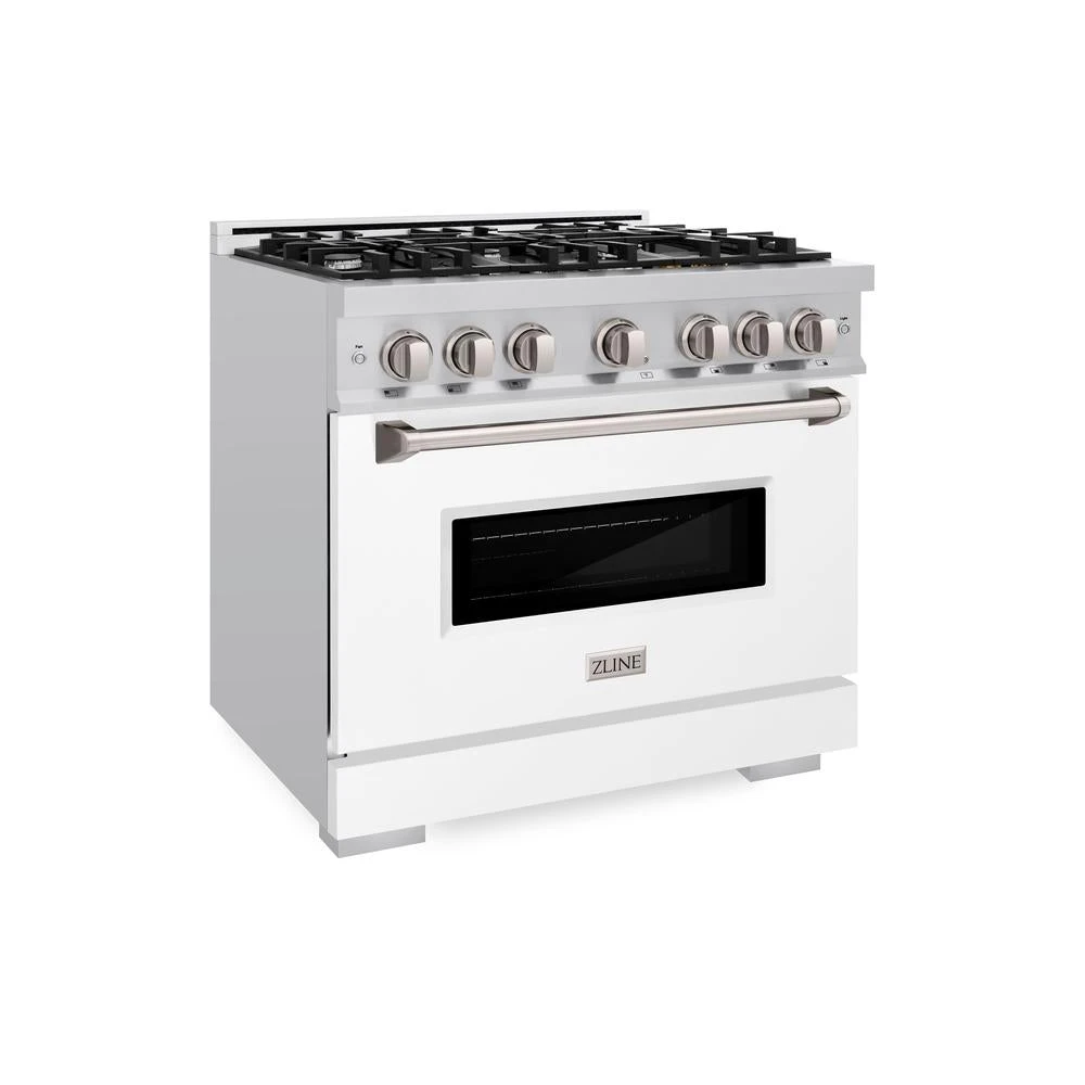 ZLINE 36 In. 5.2 Cu. Ft. Classic Gas Range With 6 Burner Cooktop And Convection Gas Oven In Stainless Steel With White Matte Door (CGR-WM-36)(Zline 36 Classic Gas Range Stainless Steel White Matte Cgr Wm 36) 1 ZLINE 36 In. 5.2 Cu. Ft. Classic Gas Range With 6 Burner Cooktop And Convection Gas Oven In Stainless Steel With White Matte Door (CGR-WM-36)(Zline 36 Classic Gas Range Stainless Steel White Matte Cgr Wm 36)