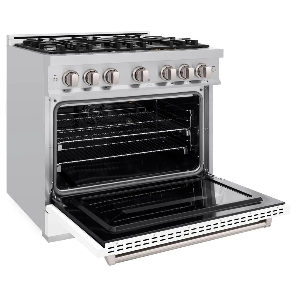 ZLINE 36 In. 5.2 Cu. Ft. Classic Gas Range With 6 Burner Cooktop And Convection Gas Oven In Stainless Steel With White Matte Door (CGR-WM-36)(Zline 36 Classic Gas Range Stainless Steel White Matte Cgr Wm 36) 6 ZLINE 36 In. 5.2 Cu. Ft. Classic Gas Range With 6 Burner Cooktop And Convection Gas Oven In Stainless Steel With White Matte Door (CGR-WM-36)(Zline 36 Classic Gas Range Stainless Steel White Matte Cgr Wm 36) - Image 6
