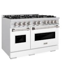 ZLINE 48 In. 6.7 Cu. Ft. Classic Double Oven Gas Range With 8 Burner Cooktop In Stainless Steel With White Matte Doors (CGR-WM-48)(Zline 48 Classic Gas Range Stainless Steel White Matte Cgr Wm 48) 13 ZLINE 48 In. 6.7 Cu. Ft. Classic Double Oven Gas Range With 8 Burner Cooktop In Stainless Steel With White Matte Doors (CGR-WM-48)(Zline 48 Classic Gas Range Stainless Steel White Matte Cgr Wm 48) -Induction Cooktop Store zline classic stainless steel white matte gas range CGR WM 48 main