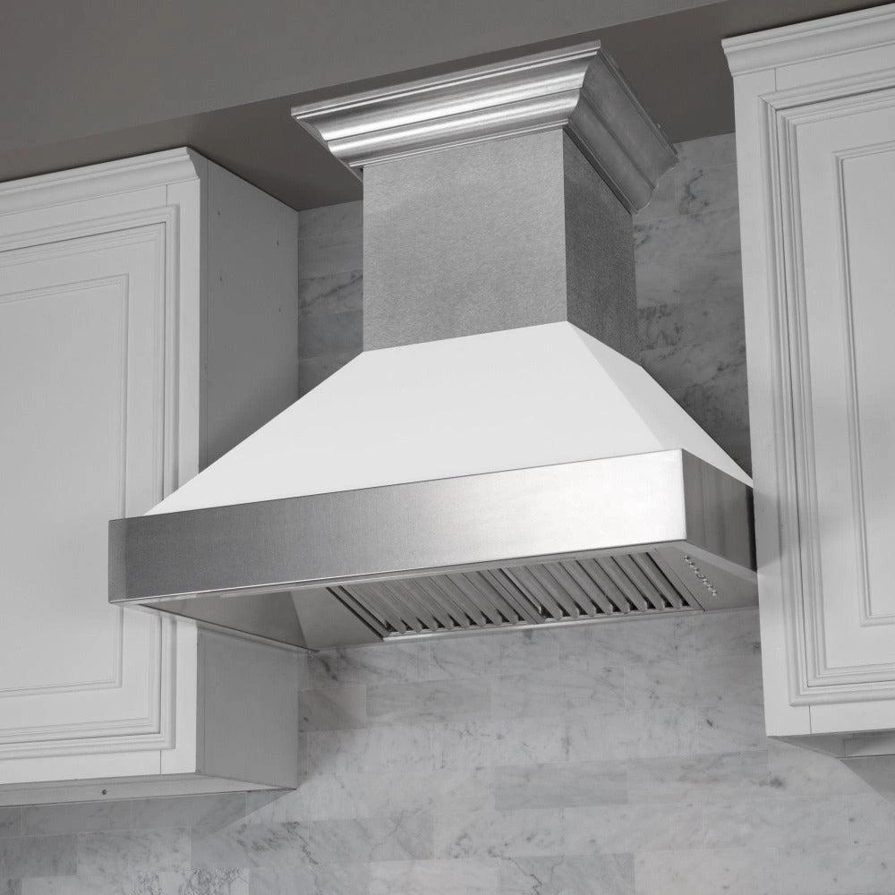 ZLINE 48 In. Ducted Satin Stainless Steel Wall Mount Range Hood With White Matte Shell (8654WM-48)(Zline 48 Wall Mount Range Hood Satin Stainless Steel White Matte 8654wm 48) 8 ZLINE 48 In. Ducted Satin Stainless Steel Wall Mount Range Hood With White Matte Shell (8654WM-48)(Zline 48 Wall Mount Range Hood Satin Stainless Steel White Matte 8654wm 48) - Image 8