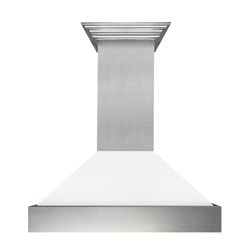 ZLINE 48 In. Ducted Satin Stainless Steel Wall Mount Range Hood With White Matte Shell (8654WM-48)(Zline 48 Wall Mount Range Hood Satin Stainless Steel White Matte 8654wm 48) 4 ZLINE 48 In. Ducted Satin Stainless Steel Wall Mount Range Hood With White Matte Shell (8654WM-48)(Zline 48 Wall Mount Range Hood Satin Stainless Steel White Matte 8654wm 48) - Image 4
