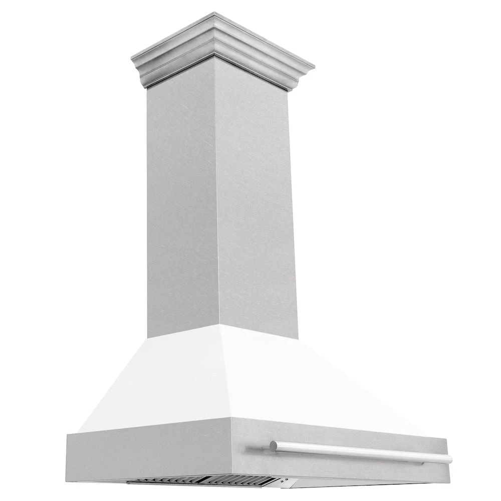 ZLINE 36 In. Satin Stainless Steel Wall Mount Range Hood With White Matte Shell And Stainless Steel Handle (8654SNX-WM-36)(Zline 36 Wall Mount Range Hood Satin Stainless Steel White Matte 8654snx Wm 36) 9 ZLINE 36 In. Satin Stainless Steel Wall Mount Range Hood With White Matte Shell And Stainless Steel Handle (8654SNX-WM-36)(Zline 36 Wall Mount Range Hood Satin Stainless Steel White Matte 8654snx Wm 36) - Image 9