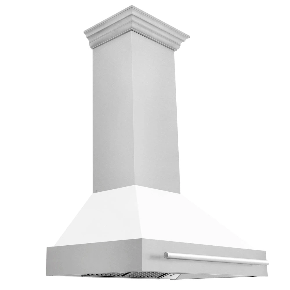 ZLINE 36 In. Satin Stainless Steel Wall Mount Range Hood With White Matte Shell And Stainless Steel Handle (8654SNX-WM-36)(Zline 36 Wall Mount Range Hood Satin Stainless Steel White Matte 8654snx Wm 36) 10 ZLINE 36 In. Satin Stainless Steel Wall Mount Range Hood With White Matte Shell And Stainless Steel Handle (8654SNX-WM-36)(Zline 36 Wall Mount Range Hood Satin Stainless Steel White Matte 8654snx Wm 36) - Image 10