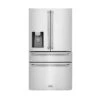 ZLINE 36 In. 21.6 Cu. Ft. Counter-Depth French Door Refrigerator With Water And Ice Dispenser In Fingerprint-Resistant Stainless Steel (RFM-W-36)(Zline 36 Counter Depth Refrigerator Stainless Steel Rfm W 36)