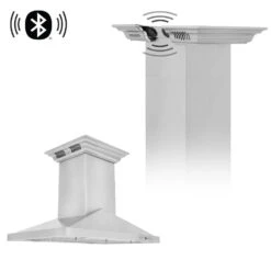ZLINE 30 In. CrownSound™ Ducted Vent Island Mount Range Hood In Stainless Steel With Built-in Bluetooth Speakers (GL1iCRN-BT-30)(Zline 30 Island Mount Range Hood Stainless Steel Crownsound Gl1icrn Bt 30)