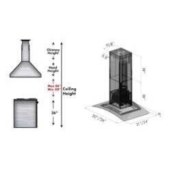 ZLINE 36 In. Convertible Vent Island Mount Range Hood In Stainless Steel And Glass (GL9i-36)(Zline 36 Island Mount Range Hood Stainless Steel Glass Gl9i 36) 23 ZLINE 36 In. Convertible Vent Island Mount Range Hood In Stainless Steel And Glass (GL9i-36)(Zline 36 Island Mount Range Hood Stainless Steel Glass Gl9i 36) -Induction Cooktop Store zline island range hood GL9i 36 dimensional graphic 1000x1000 a9fb68cb c14d 46ff bd48 1fb99ba6c2bd