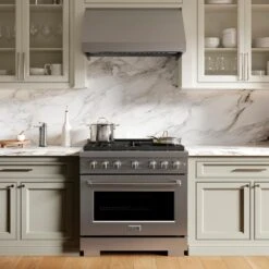 ZLINE 36 In. Convertible Vent Under Cabinet Range Hood In Stainless Steel (523-36)(Zline 36 Under Cabinet Range Hood Stainless Steel 523 36) -Induction Cooktop Store zline lifestyle 523 36 SGR 36 CWSETL ST 10 green marble kitchen