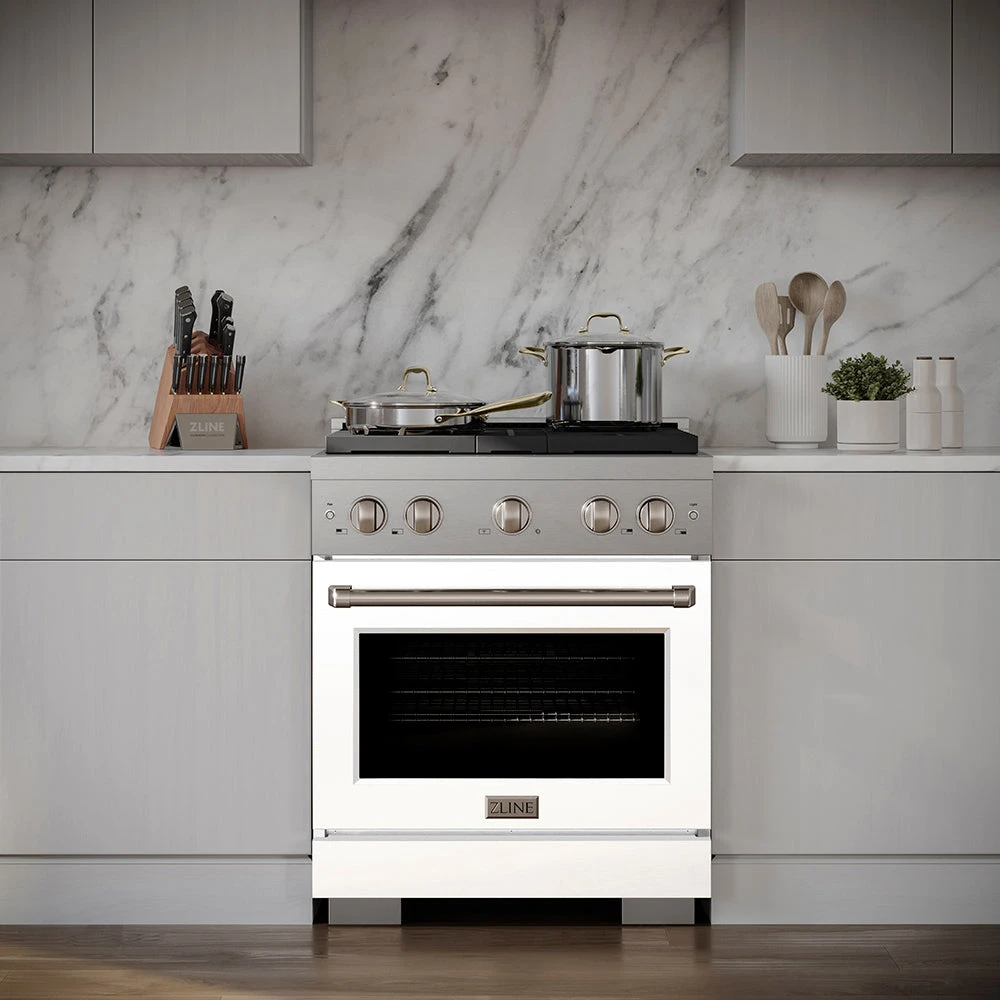 ZLINE 30 In. 4.2 Cu. Ft. Paramount Dual Fuel Range With 4 Burner DuoPro™ Cooktop And Electric Convection Oven With White Matte Door (PSDR-WM-30)(Zline 30 Paramount Dual Fuel Range Duopro Stainless Steel White Matte Psdr Wm 30) 3 ZLINE 30 In. 4.2 Cu. Ft. Paramount Dual Fuel Range With 4 Burner DuoPro™ Cooktop And Electric Convection Oven With White Matte Door (PSDR-WM-30)(Zline 30 Paramount Dual Fuel Range Duopro Stainless Steel White Matte Psdr Wm 30) - Image 3