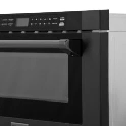 ZLINE 24 In. 1.2 Cu. Ft. Black Stainless Steel Built-in Microwave Drawer With A Traditional Handle (MWD-1-BS-H)(Zline 24 Microwave Drawer Black Stainless Steel Traditional Mwd 1 Bs H) -Induction Cooktop Store zline microwave drawer MWD 1 H BS detail 1