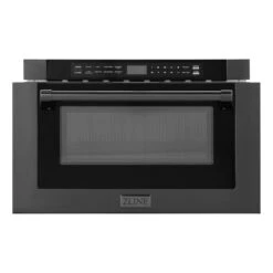 ZLINE 24 In. 1.2 Cu. Ft. Black Stainless Steel Built-in Microwave Drawer With A Traditional Handle (MWD-1-BS-H)(Zline 24 Microwave Drawer Black Stainless Steel Traditional Mwd 1 Bs H) -Induction Cooktop Store zline microwave drawer MWD 1 H BS front open