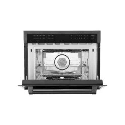 ZLINE 24 In. Black Stainless Steel Built-in Convection Microwave Oven With Speed And Sensor Cooking (MWO-24-BS)(Zline 24 Convection Microwave Oven Black Stainless Steel Mwo 24 Bs) -Induction Cooktop Store zline microwave oven MWO 24 BS front open