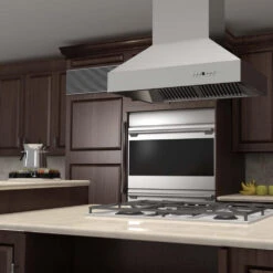 ZLINE 36 In. Ducted Island Mount Range Hood In Outdoor Approved Stainless Steel (697i-304-36)(Zline 36 Island Mount Range Hood Outdoor Approved Stainless Steel 697i 304 36) -Induction Cooktop Store zline outdoor approved island mount range hood in stainless steel 697i 304 range hoods zline kitchen and bath 390169