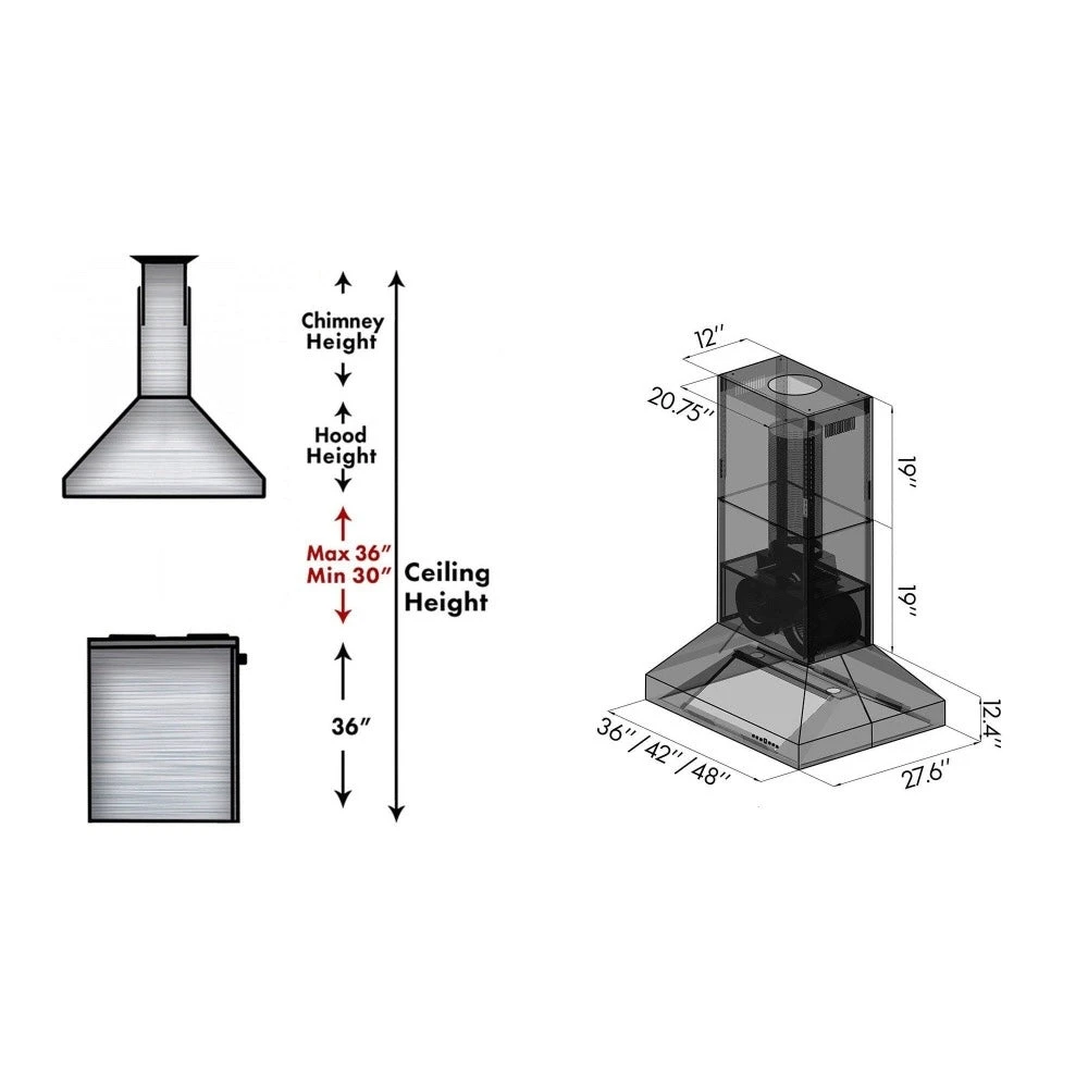 ZLINE 48 In. Ducted Island Mount Range Hood In Outdoor Approved Stainless Steel (697i-304-48)(Zline 48 Island Mount Range Hood Outdoor Approved Stainless Steel 697i 304 48) 9 ZLINE 48 In. Ducted Island Mount Range Hood In Outdoor Approved Stainless Steel (697i-304-48)(Zline 48 Island Mount Range Hood Outdoor Approved Stainless Steel 697i 304 48) - Image 9