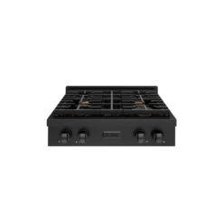 ZLINE 30 In. Paramount Gas Rangetop With 4 Brass Burners And Porcelain Cooktop In Black Stainless Steel (SRTB-BR-30)(Zline 30 Paramount Gas Rangetop Black Stainless Steel Srtb Br 30)