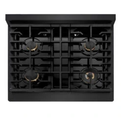 ZLINE 30 In. Paramount Gas Rangetop With 4 Brass Burners And Porcelain Cooktop In Black Stainless Steel (SRTB-BR-30)(Zline 30 Paramount Gas Rangetop Black Stainless Steel Srtb Br 30) -Induction Cooktop Store zline paramount black stainless steel brass burner range top SRTB BR 30 top down