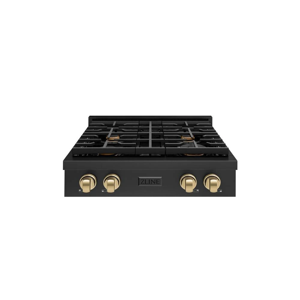 ZLINE Autograph Edition 30 In. Paramount Gas Rangetop With 4 Burners And Porcelain Cooktop In Black Stainless Steel With Champagne Bronze Accents (SRTBZ-30-CB)(Zline Autograph Edition 30 Paramount Gas Rangetop Black Stainless Steel Champagne Bronze Srtbz 30 Cb) 1 ZLINE Autograph Edition 30 In. Paramount Gas Rangetop With 4 Burners And Porcelain Cooktop In Black Stainless Steel With Champagne Bronze Accents (SRTBZ-30-CB)(Zline Autograph Edition 30 Paramount Gas Rangetop Black Stainless Steel Champagne Bronze Srtbz 30 Cb)