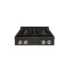 ZLINE Autograph Edition 30 In. Paramount Gas Rangetop With 4 Burners And Porcelain Cooktop In Black Stainless Steel With Polished Gold Accents (SRTBZ-30-G)(Zline Autograph Edition 30 Paramount Gas Rangetop Black Stainless Steel Polished Gold Srtbz 30 G)