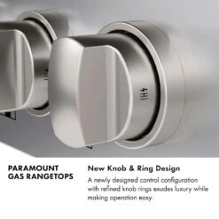 ZLINE 36 In. Paramount Gas Rangetop With 6 Burners And Porcelain Cooktop In Stainless Steel (SRT36)(Zline 36 Paramount Gas Rangetop Stainless Steel Srt36) -Induction Cooktop Store zline paramount gas rangetop SRT36 infographic knob design