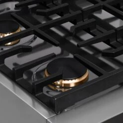 ZLINE 30 In. Paramount Gas Rangetop With 4 Brass Burners And Porcelain Cooktop In Stainless Steel (SRT-BR-30)(Zline 30 Paramount Gas Rangetop Stainless Steel Srt Br 30) -Induction Cooktop Store zline paramount stainless steel brass burner range top SRT BR 30 grate detail