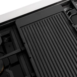 ZLINE 48 In. Paramount Gas Rangetop With 8 Brass Burners And Porcelain Cooktop In Stainless Steel (SRT-BR-48)(Zline 48 Paramount Gas Rangetop Stainless Steel Srt Br 48) 13 ZLINE 48 In. Paramount Gas Rangetop With 8 Brass Burners And Porcelain Cooktop In Stainless Steel (SRT-BR-48)(Zline 48 Paramount Gas Rangetop Stainless Steel Srt Br 48) -Induction Cooktop Store zline paramount stainless steel brass burner range top SRT BR 48 reversible griddle SR GRNS detail