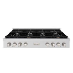 ZLINE 48 In. Paramount Gas Rangetop With 8 Burners And Porcelain Cooktop In Stainless Steel (SRT48)(Zline 48 Paramount Gas Rangetop Stainless Steel Srt48) 16 ZLINE 48 In. Paramount Gas Rangetop With 8 Burners And Porcelain Cooktop In Stainless Steel (SRT48)(Zline 48 Paramount Gas Rangetop Stainless Steel Srt48) -Induction Cooktop Store zline paramount stainless steel range top SRT48 front view 2f9c5c75 01f9 4628 9f09 7a50f705ad02