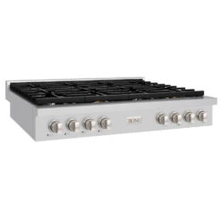 ZLINE 48 In. Paramount Gas Rangetop With 8 Burners And Porcelain Cooktop In Stainless Steel (SRT48)(Zline 48 Paramount Gas Rangetop Stainless Steel Srt48)