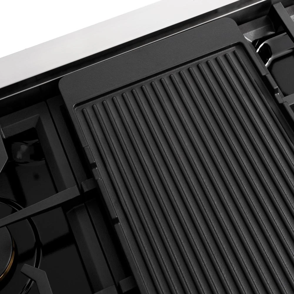 ZLINE Autograph Edition 48 In. Paramount Gas Rangetop With 8 Burners And Porcelain Cooktop In Stainless Steel With Polished Gold Accents (SRTZ-48-G)(Zline Autograph Edition 48 Paramount Gas Rangetop Stainless Steel Polished Gold Srtz 48 G) 4 ZLINE Autograph Edition 48 In. Paramount Gas Rangetop With 8 Burners And Porcelain Cooktop In Stainless Steel With Polished Gold Accents (SRTZ-48-G)(Zline Autograph Edition 48 Paramount Gas Rangetop Stainless Steel Polished Gold Srtz 48 G) - Image 4