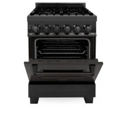 ZLINE 24 In. 2.8 Cu. Ft. Legacy Dual Fuel Range With 4 Burner Gas Cooktop And Electric Convection Oven In Black Stainless Steel (RAB-24)(Zline 24 Legacy Dual Fuel Range Black Stainless Steel Rab 24) 23 ZLINE 24 In. 2.8 Cu. Ft. Legacy Dual Fuel Range With 4 Burner Gas Cooktop And Electric Convection Oven In Black Stainless Steel (RAB-24)(Zline 24 Legacy Dual Fuel Range Black Stainless Steel Rab 24) -Induction Cooktop Store zline professional black stainless steel range RAB 24 front half open d1c3d8ac 5301 4e09 abf9 04832728a540